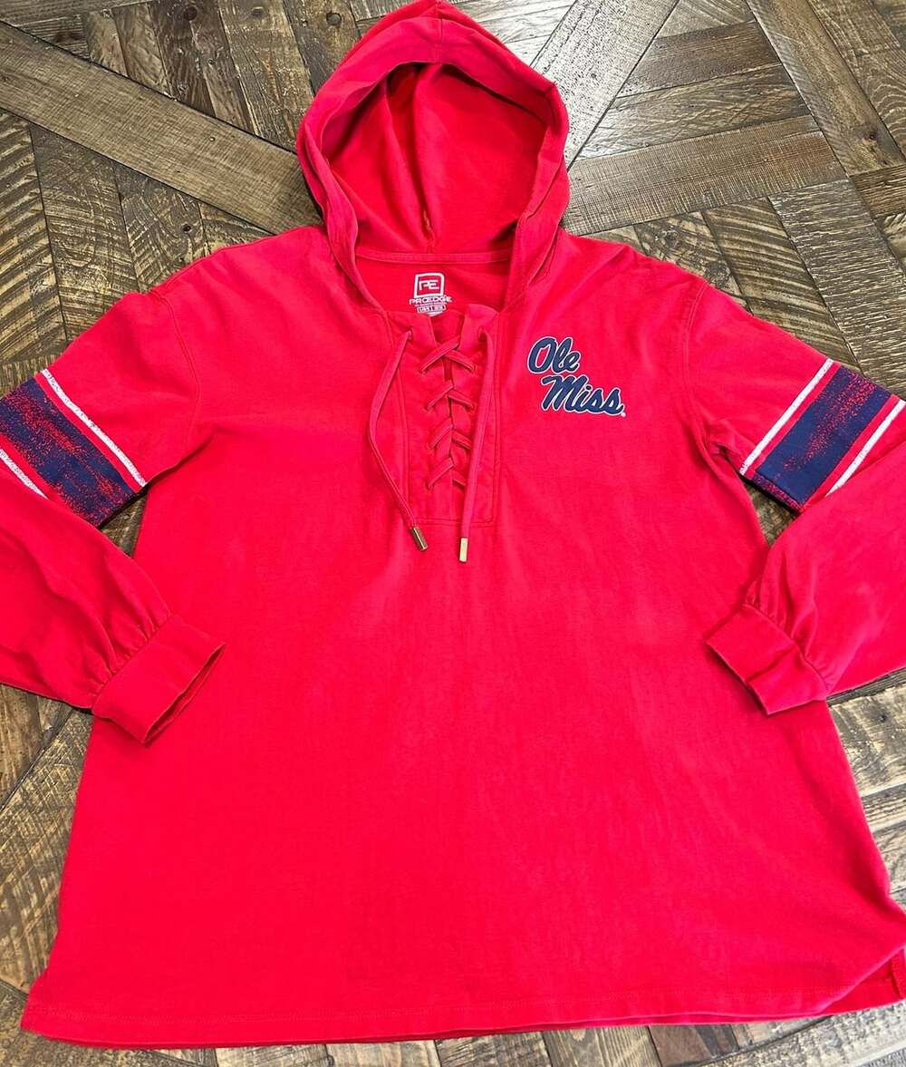 Proedge Ole Miss Rebels Lacer Hoodie Size 12/14 Red Long Sleeve